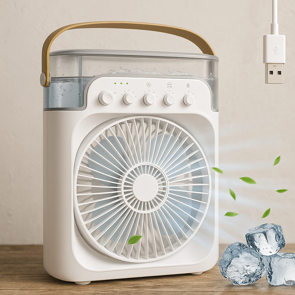 Jobber Portable Mini Air Cooler Fan | USB Rechargeable Personal Cooling Fan for Home, Office & Travel