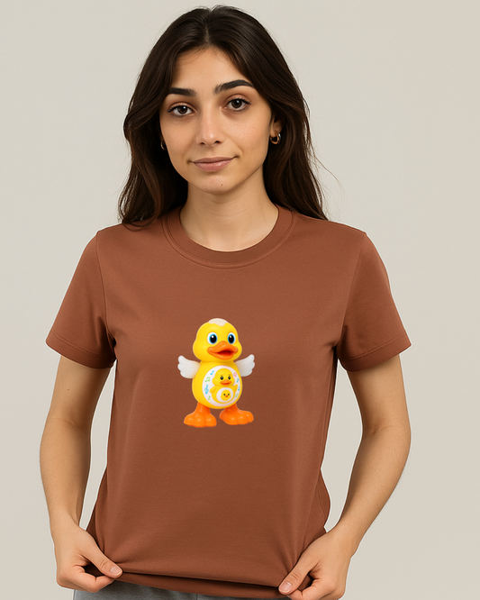 Cute Yellow Duck Printed Women’s T-Shirt